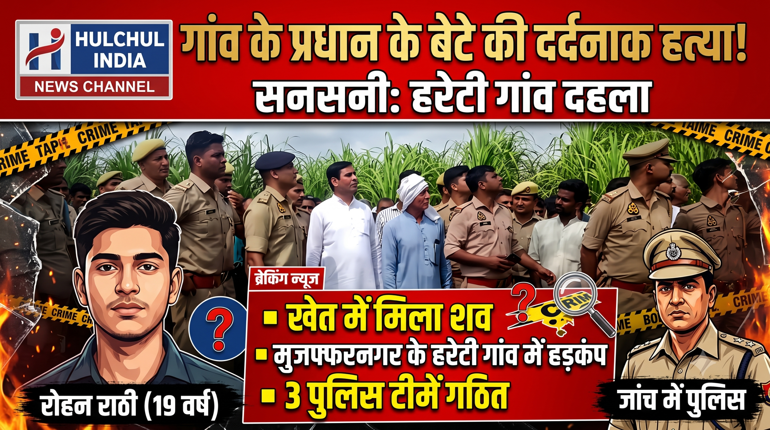 मुजफ्फरनगर के पुरकाजी क्षेत्र में खेत में मिला ग्राम प्रधान पुत्र का शव, पुलिस जांच में जुटी
